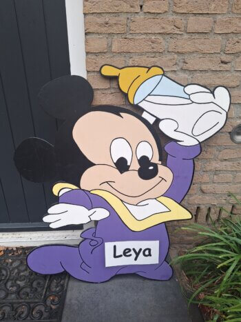Mickey Mouse met fles - geboortebord tuin